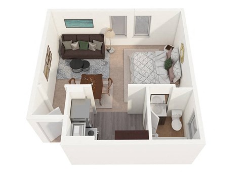 Floor plan for studio, 1 bath, 550 sqft